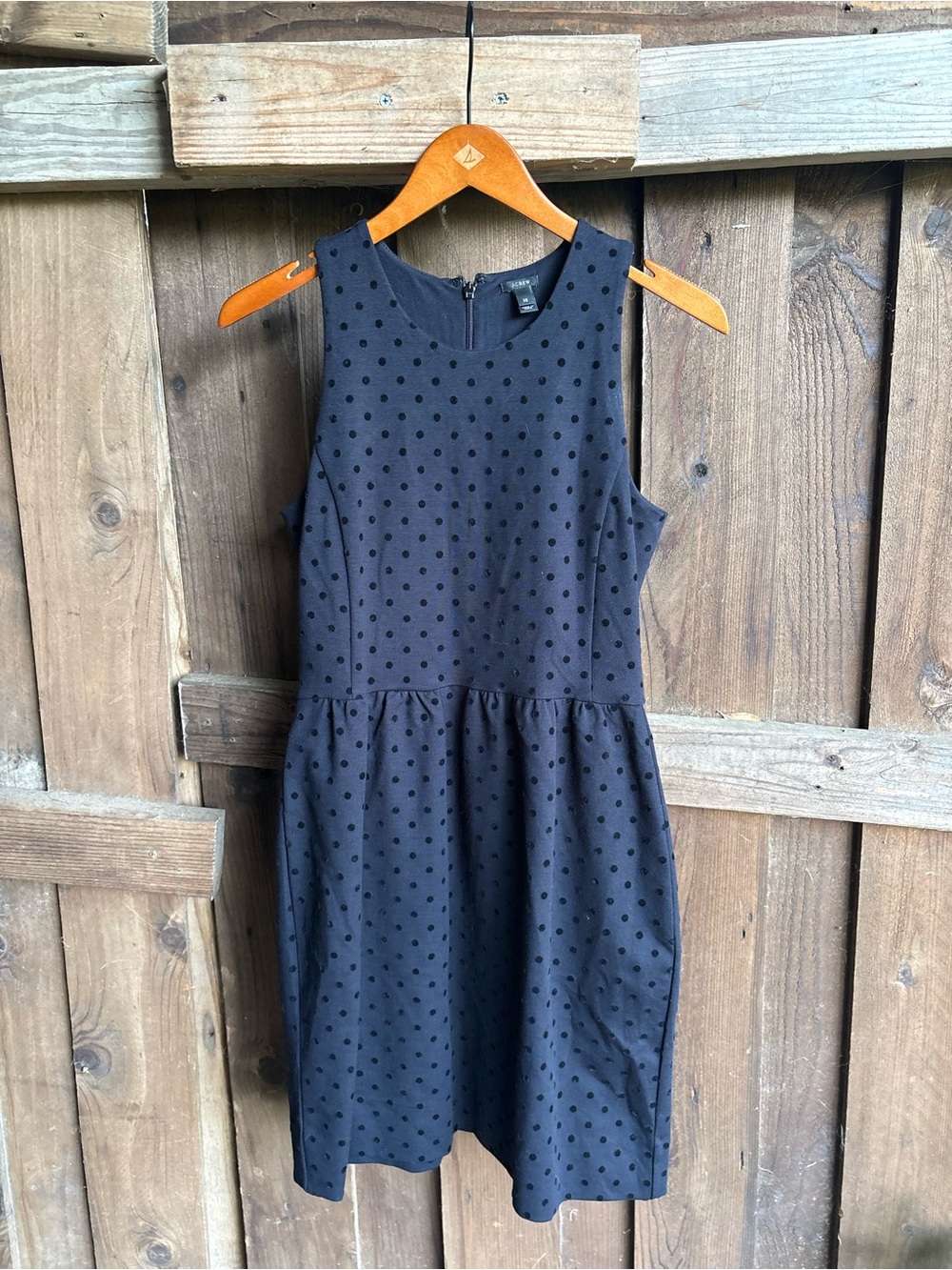 J. Crew Black Polka Dot Twee Ponte Stretch Sleeveless Dress